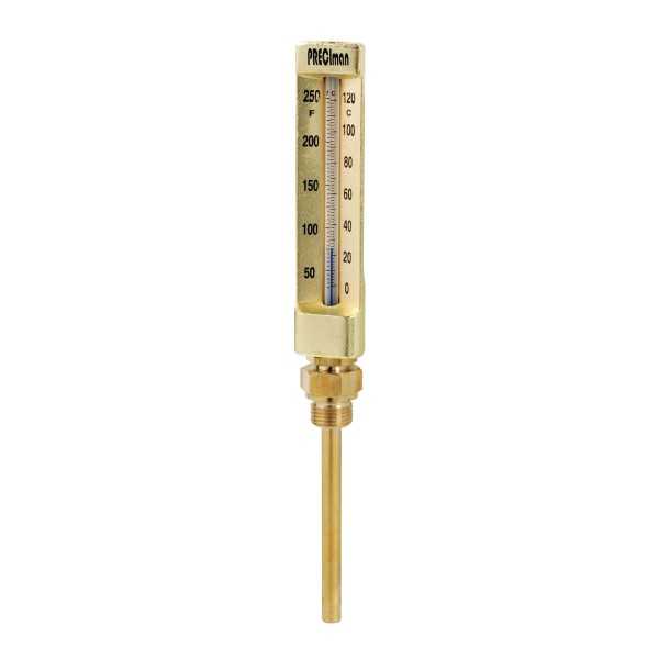 Thermomètre droit 0/+50°C plongeur 63mm hauteur 200mm