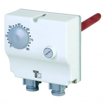 Aquastat plongeant double de 0° à 90° et 0 à 100° régl.externe et sécurité