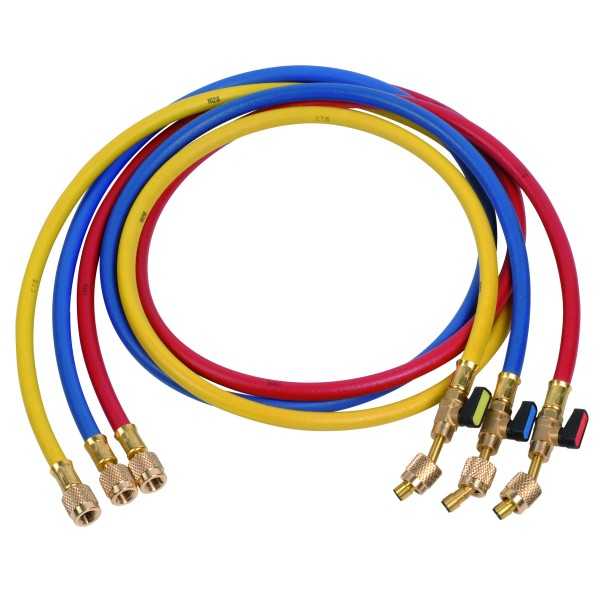 Jeu de 3 Flexibles 1/4 SAE femelle droit x 1/4 SAE femelle 45°