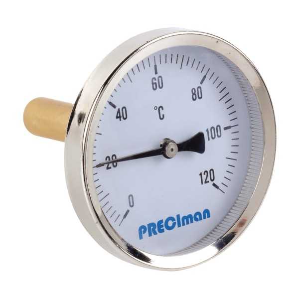 Thermomètre fumée en inox racc.axial D.64 de 0 à +500°C L.15cm