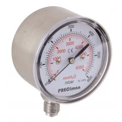 Manomètre inox vertical D100 0/25mbar G1/2\'