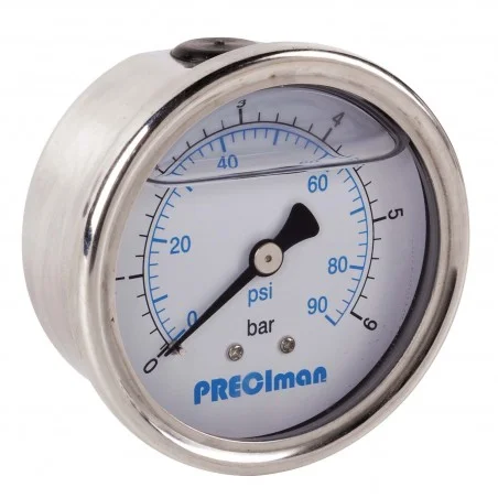 Manomètre glycérine inox axial D63 0/10bar G1/4'