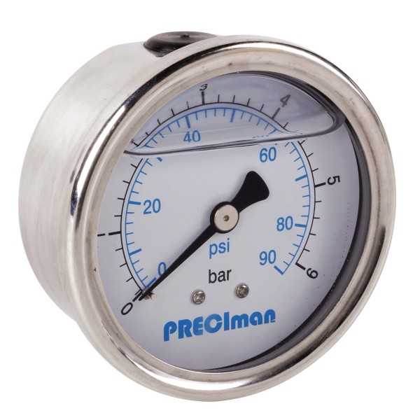 Manomètre glycérine inox axial D63 0/40bar G1/4\'