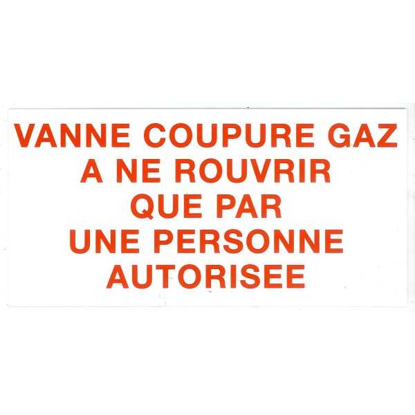 Etiquette VANNE COUPURE GAZ