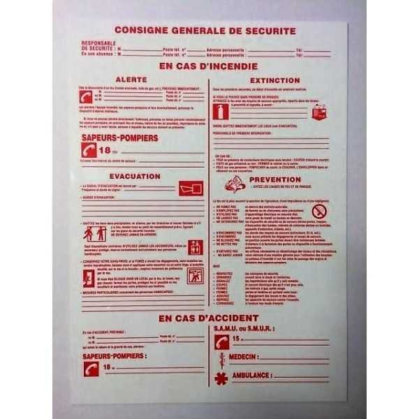 Etiquette CONSIGNE D'INCENDIE