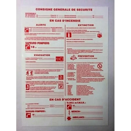 Etiquette CONSIGNE D'INCENDIE