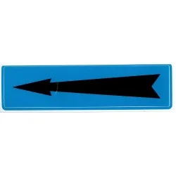Etiquette flèche noire sur fond bleu