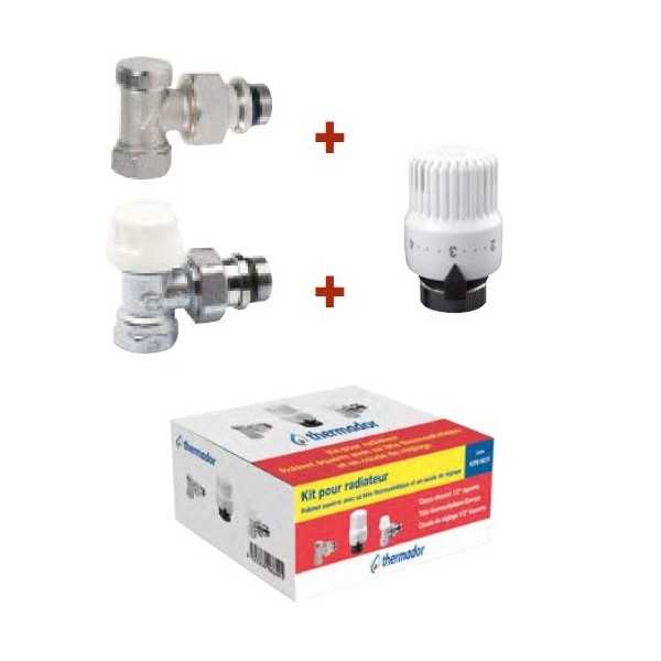 Kit droit trois pièces pour radiateur 3/8"