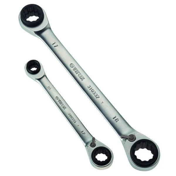Jeu de 2 cles a cliquet 4 en 1 en etui - 310330